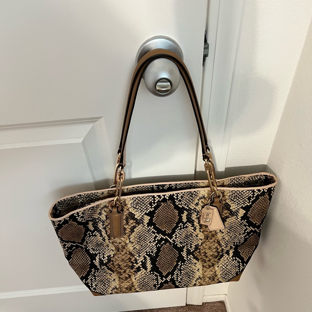 Coach Python Print Tote Euc - image 1